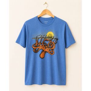 Curbside Octopus Graphic T-Shirt | Men's Large | Blue Nautical Graphic Tee